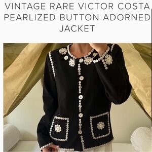 Victor Costa Black Jacket with Pearlized Buttons